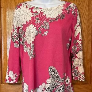 Talbots Cream and Pink Sweater Size Petite Medium